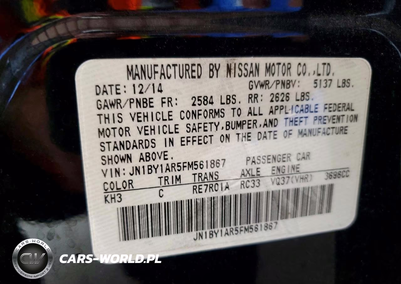 2015 Infiniti Q70 3.7 VIN:JN1BY1AR5FM561867 - 12