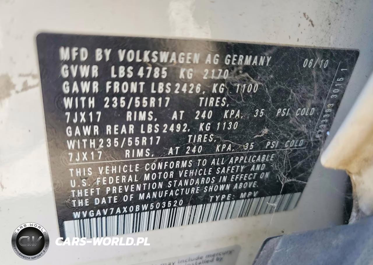2011 Volkswagen Tiguan S VIN:WVGAV7AX0BW503520 - 12