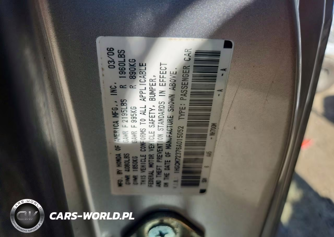 2006 Honda Accord 2.4 Lx VIN:1HGCM72376A015052 - 13