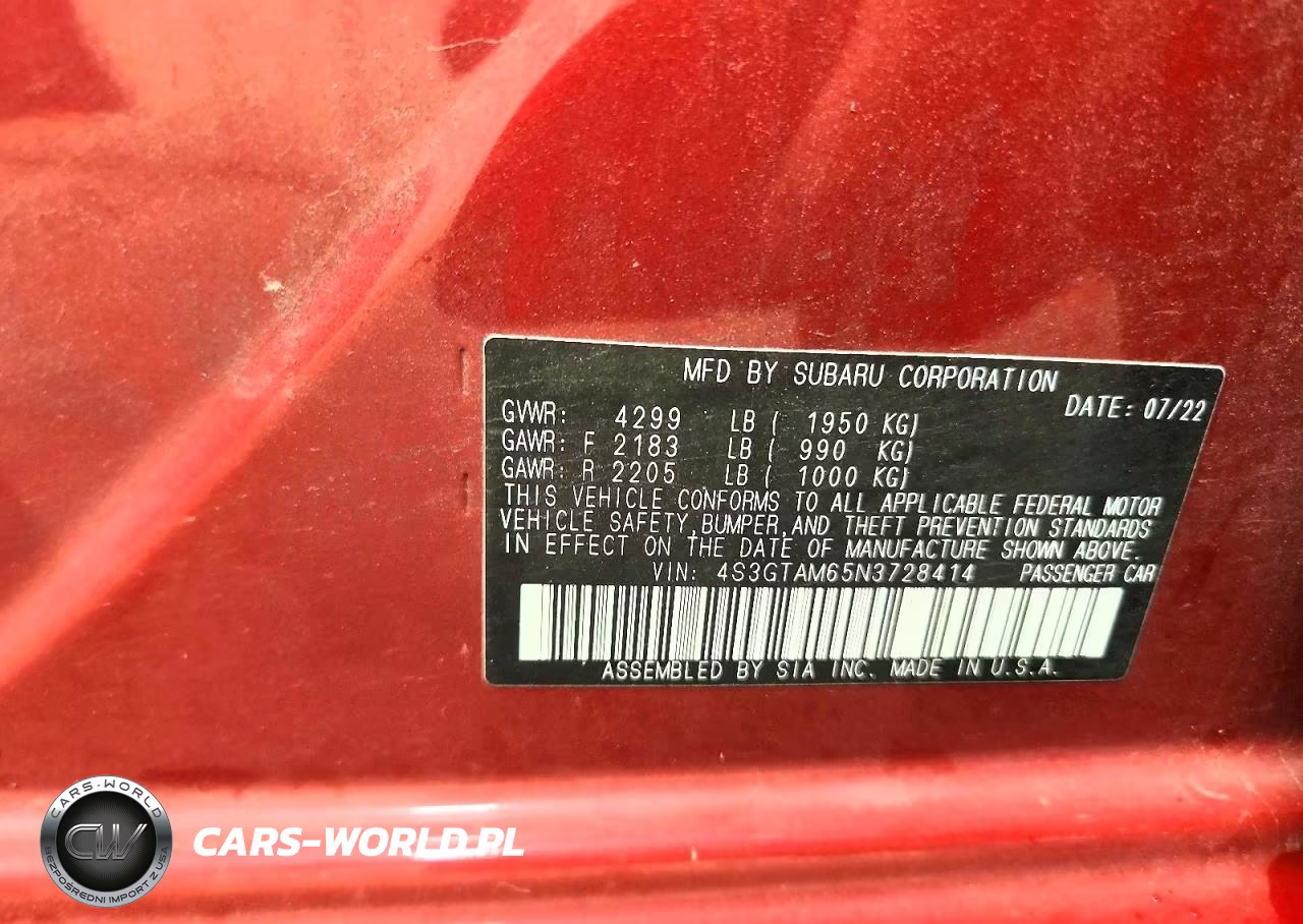 2022 Subaru Impreza Sport VIN:4S3GTAM65N3728414 - 13