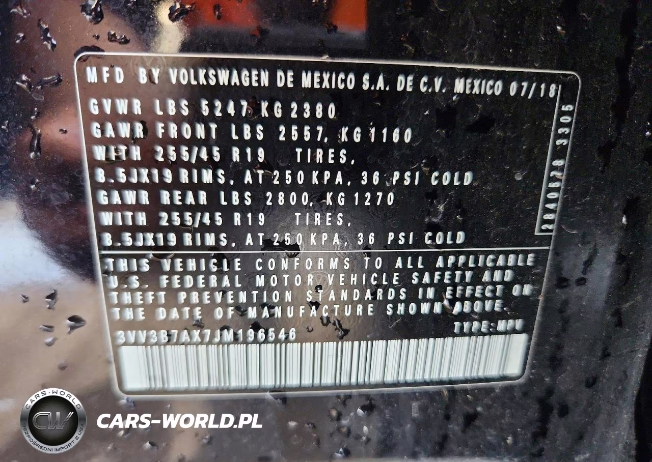 2018 Volkswagen Tiguan Se VIN:3VV3B7AX7JM196546 - 12