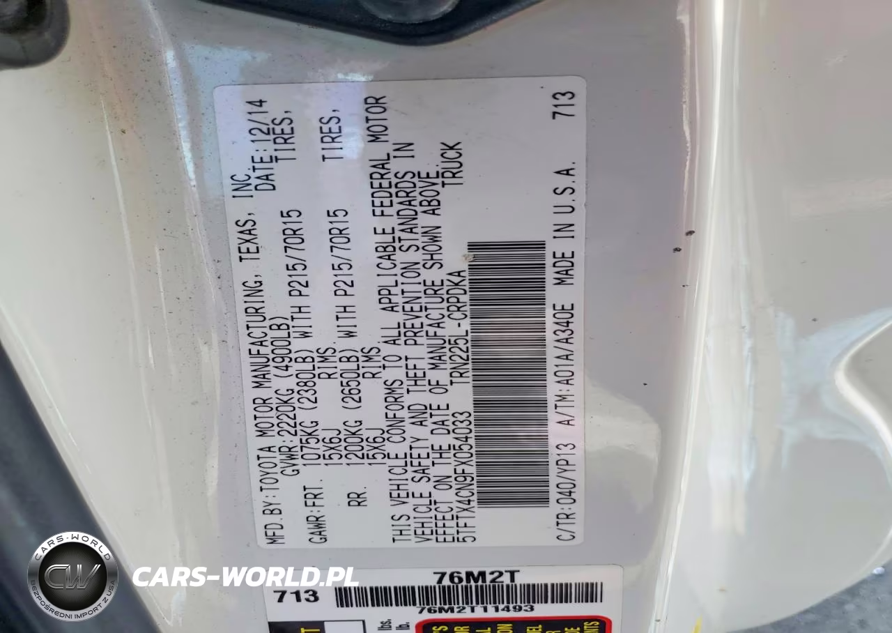 2015 Toyota Tacoma Base VIN:5TFTX4CN9FX054033 - 13