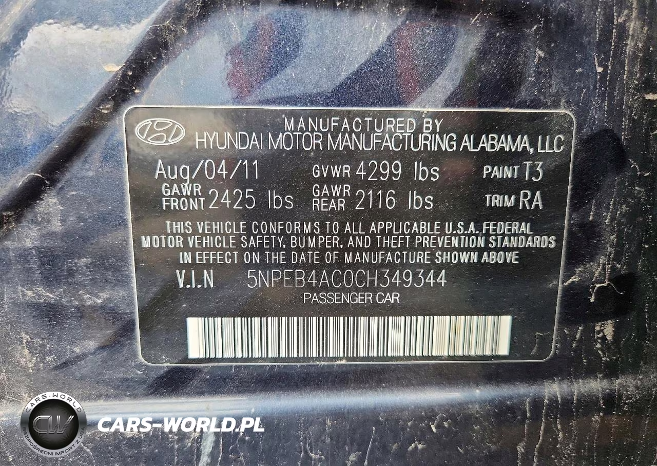 2012 Hyundai Sonata Gls VIN:5NPEB4AC0CH349344 - 12