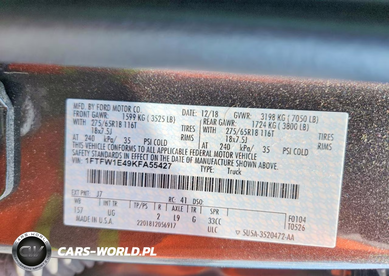 2019 Ford F150 Supercrew VIN:1FTFW1E49KFA55427 - 12