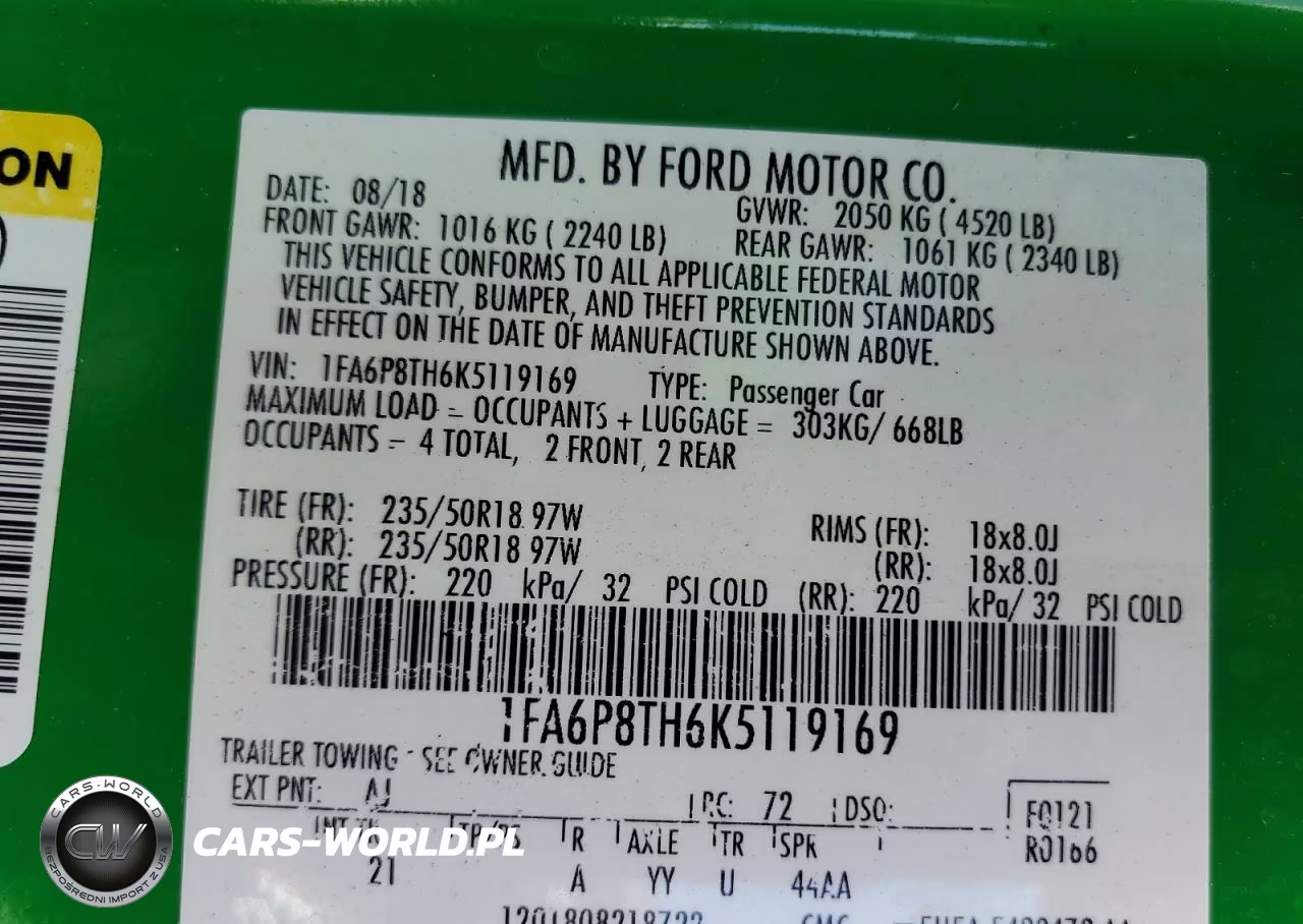 2019 Ford Mustang VIN:1FA6P8TH6K5119169 - 13