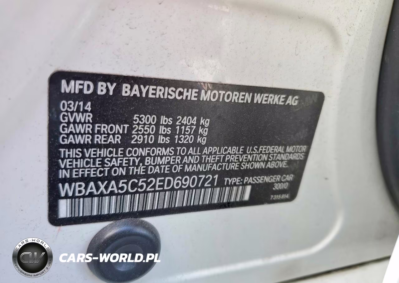 2014 BMW 535 D VIN:WBAXA5C52ED690721 - 12