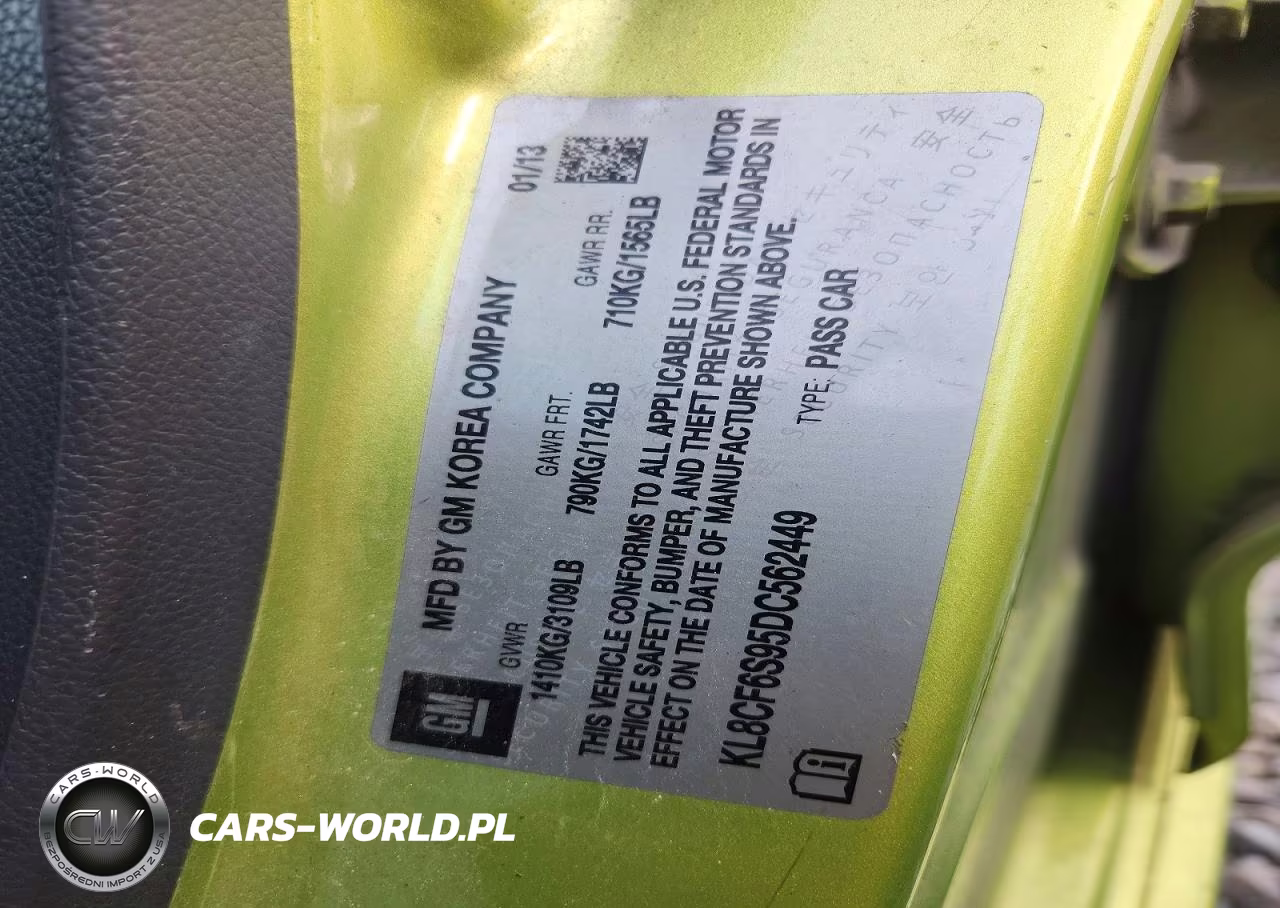 2013 Chevrolet Spark 2Lt VIN:KL8CF6S95DC562449 - 12