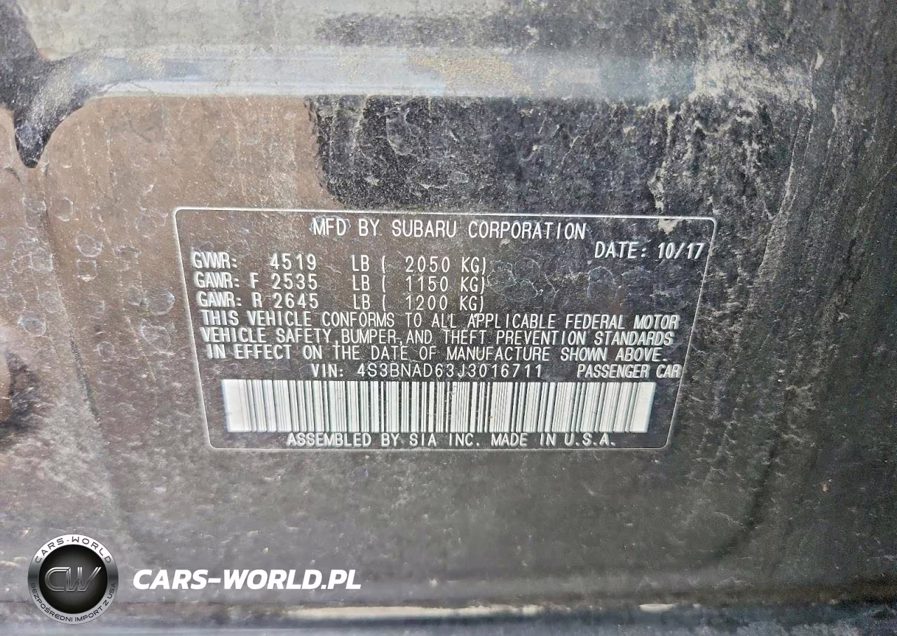 2018 Subaru Legacy 2.5I Premium VIN:4S3BNAD63J3016711 - 12