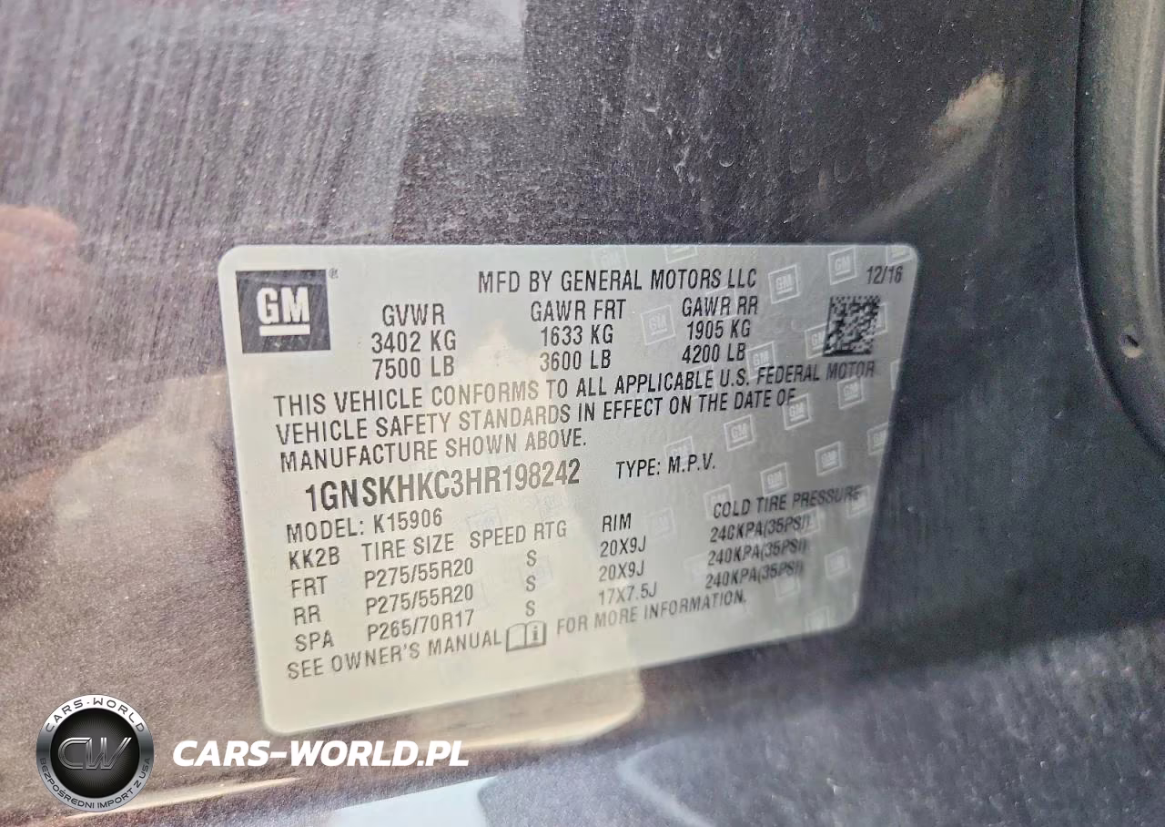 2017 Chevrolet Suburban K1500 Lt VIN:1GNSKHKC3HR198242 - 13