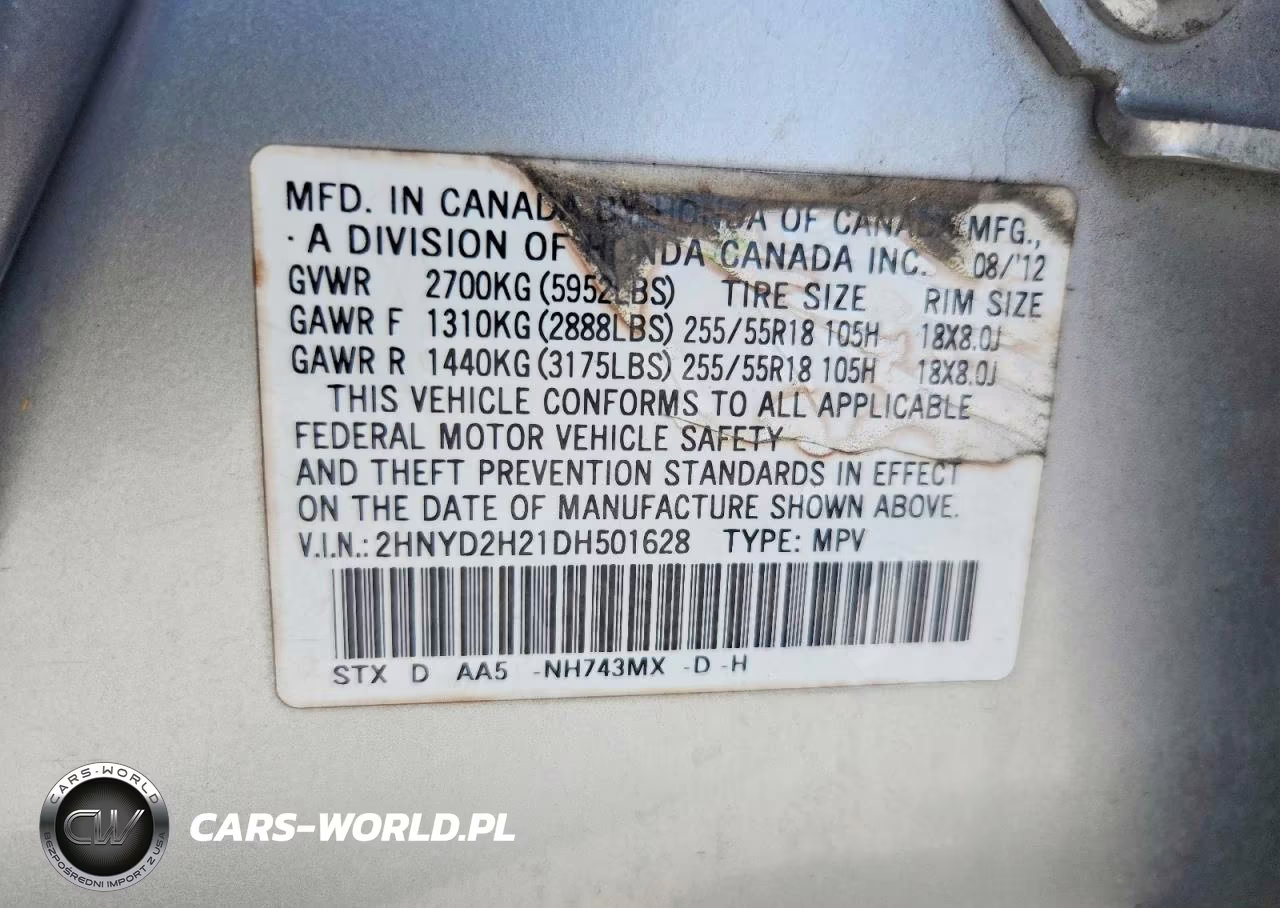 2013 Acura Mdx VIN:2HNYD2H21DH501628 - 12