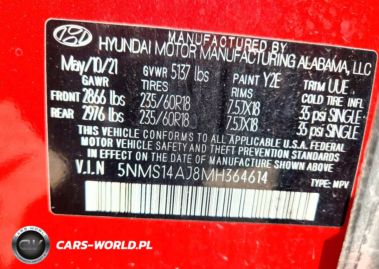 2021 Hyundai Santa Fe Se VIN:5NMS14AJ8MH364614 - 13