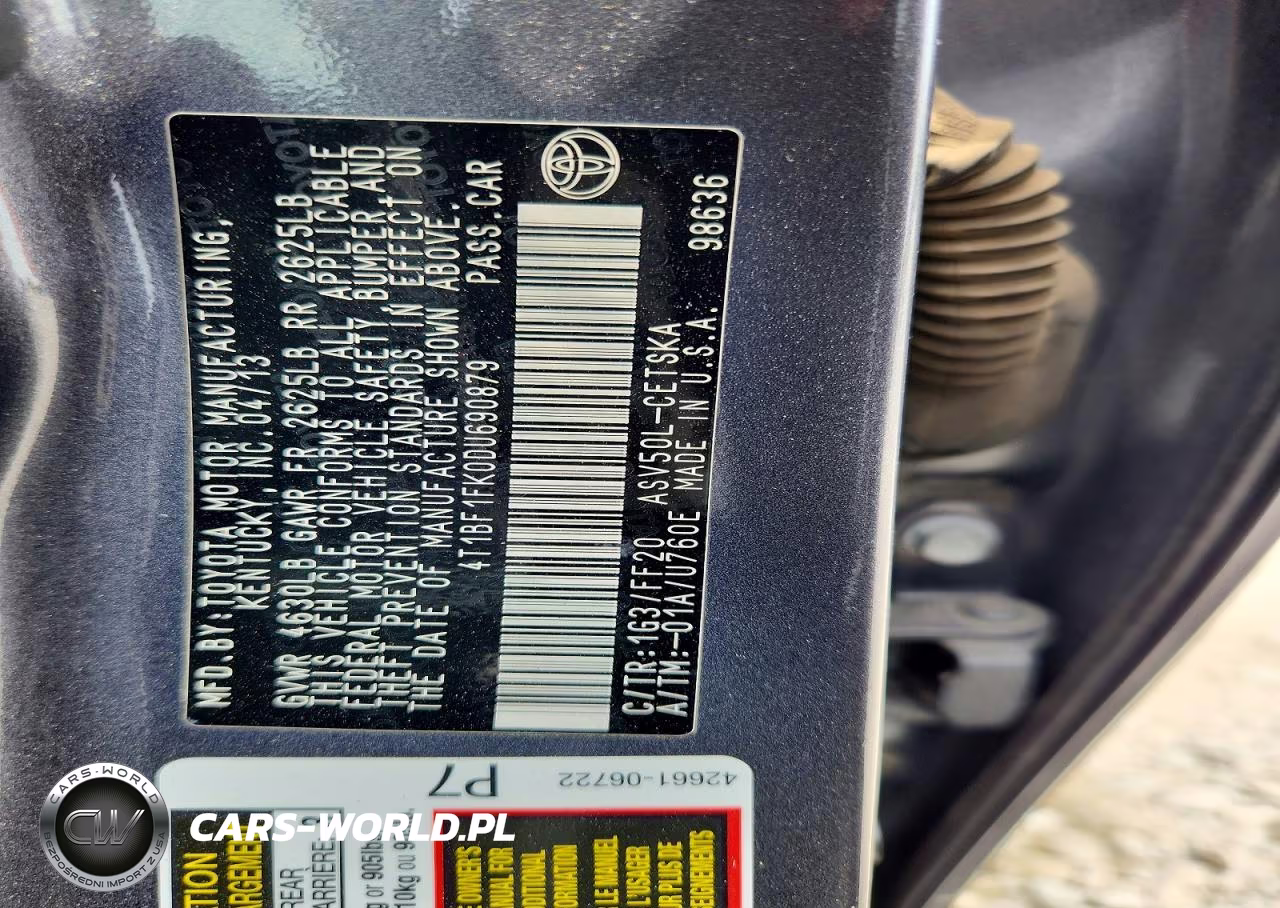 2013 Toyota Camry Se VIN:4T1BF1FK0DU690879 - 12