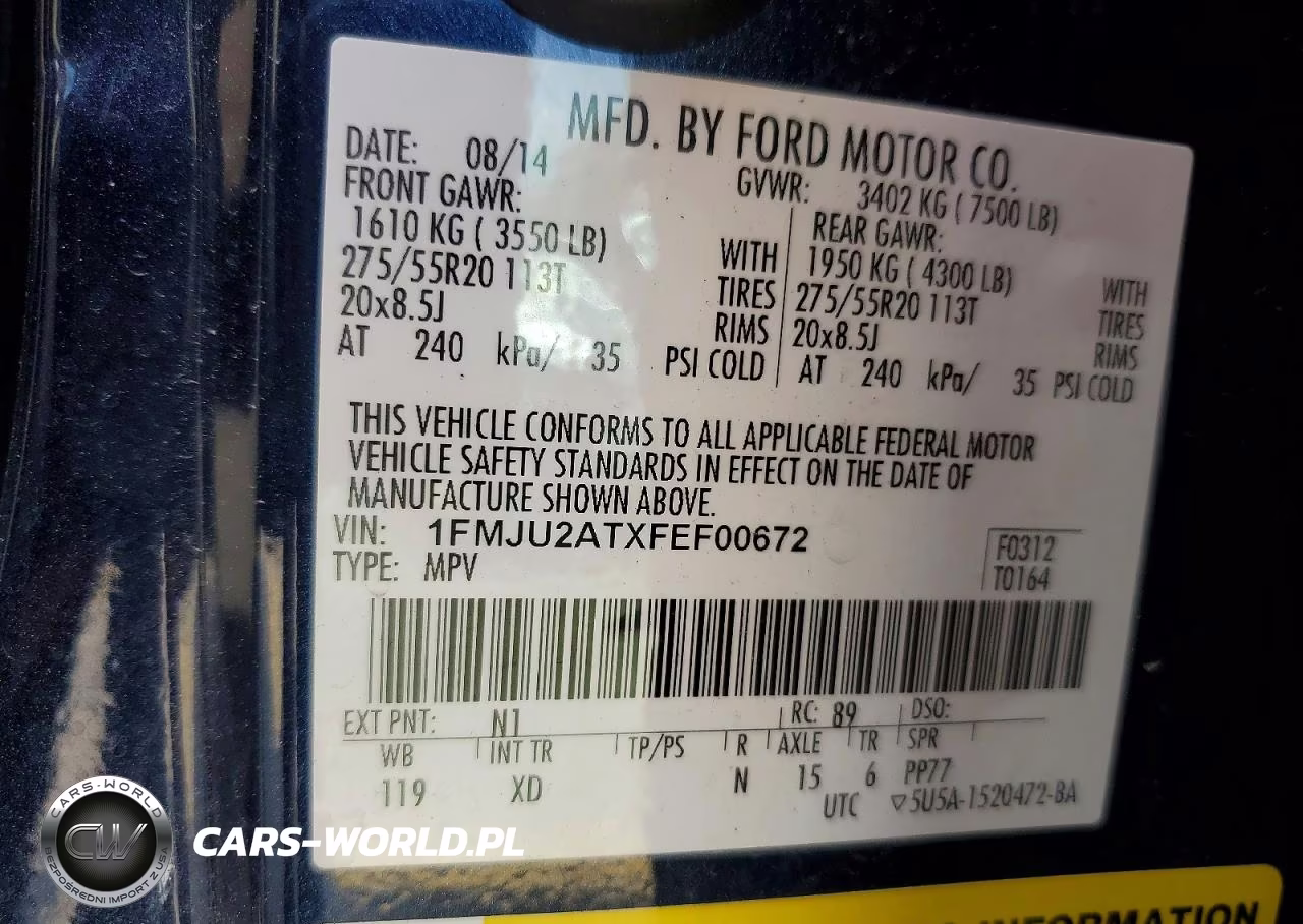 2015 Ford Expedition Limited VIN:1FMJU2ATXFEF00672 - 14