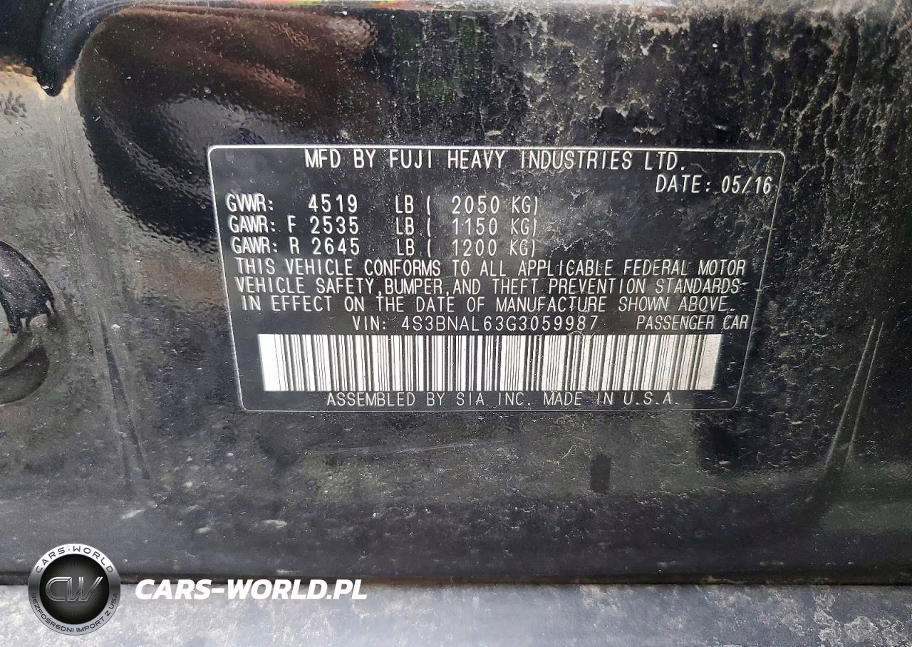 2016 Subaru Legacy 2.5I Limited VIN:4S3BNAL63G3059987 - 12