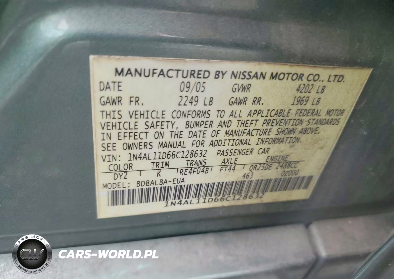 2006 Nissan Altima 2.5 VIN:1N4AL11D66C128632 - 12