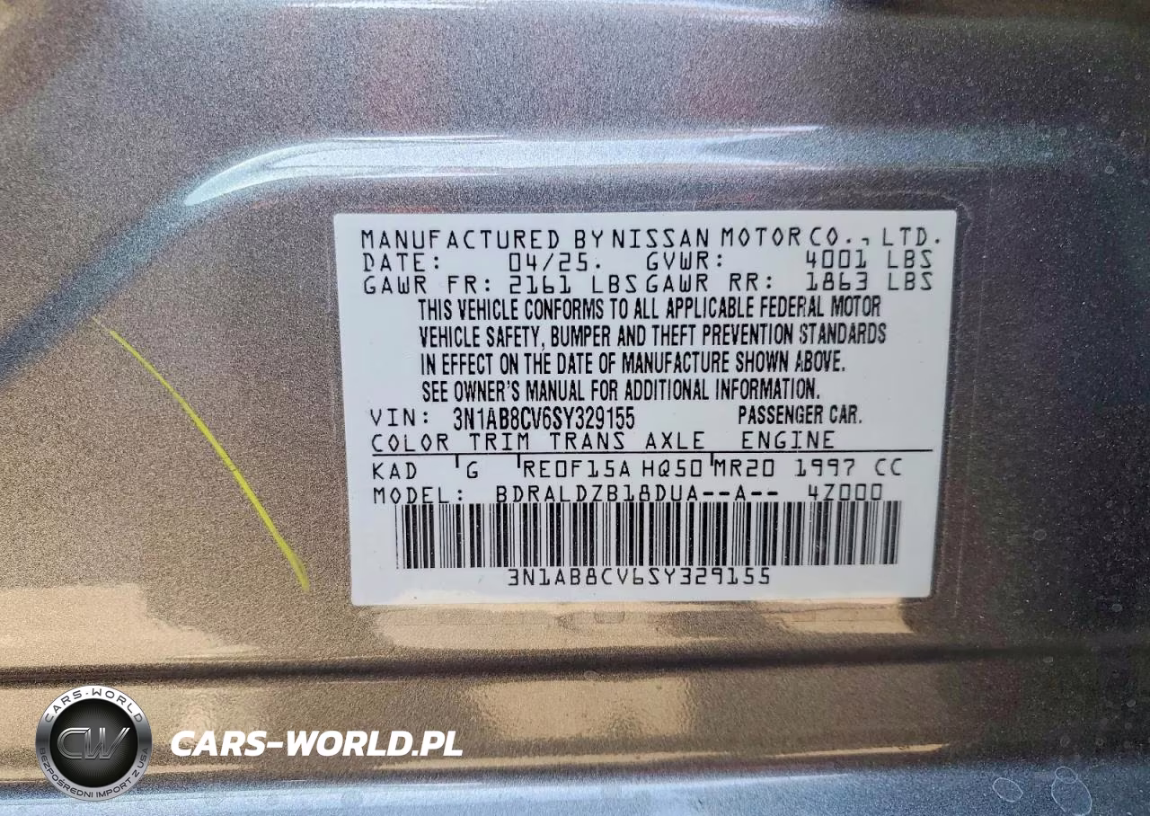 2025 Nissan Sentra Sv VIN:3N1AB8CV6SY329155 - 12