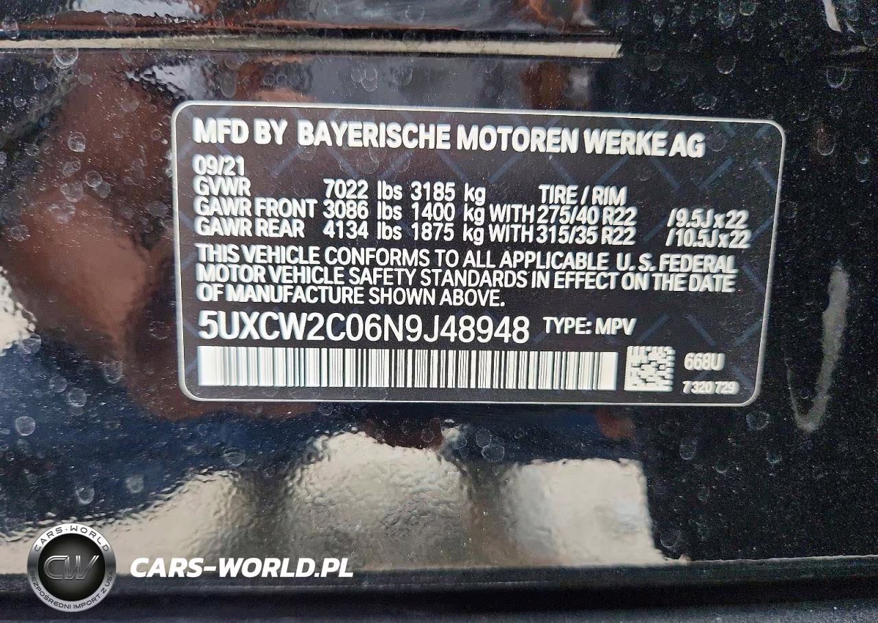 2022 BMW X7 xDrive40I VIN:5UXCW2C06N9J48948 - 13