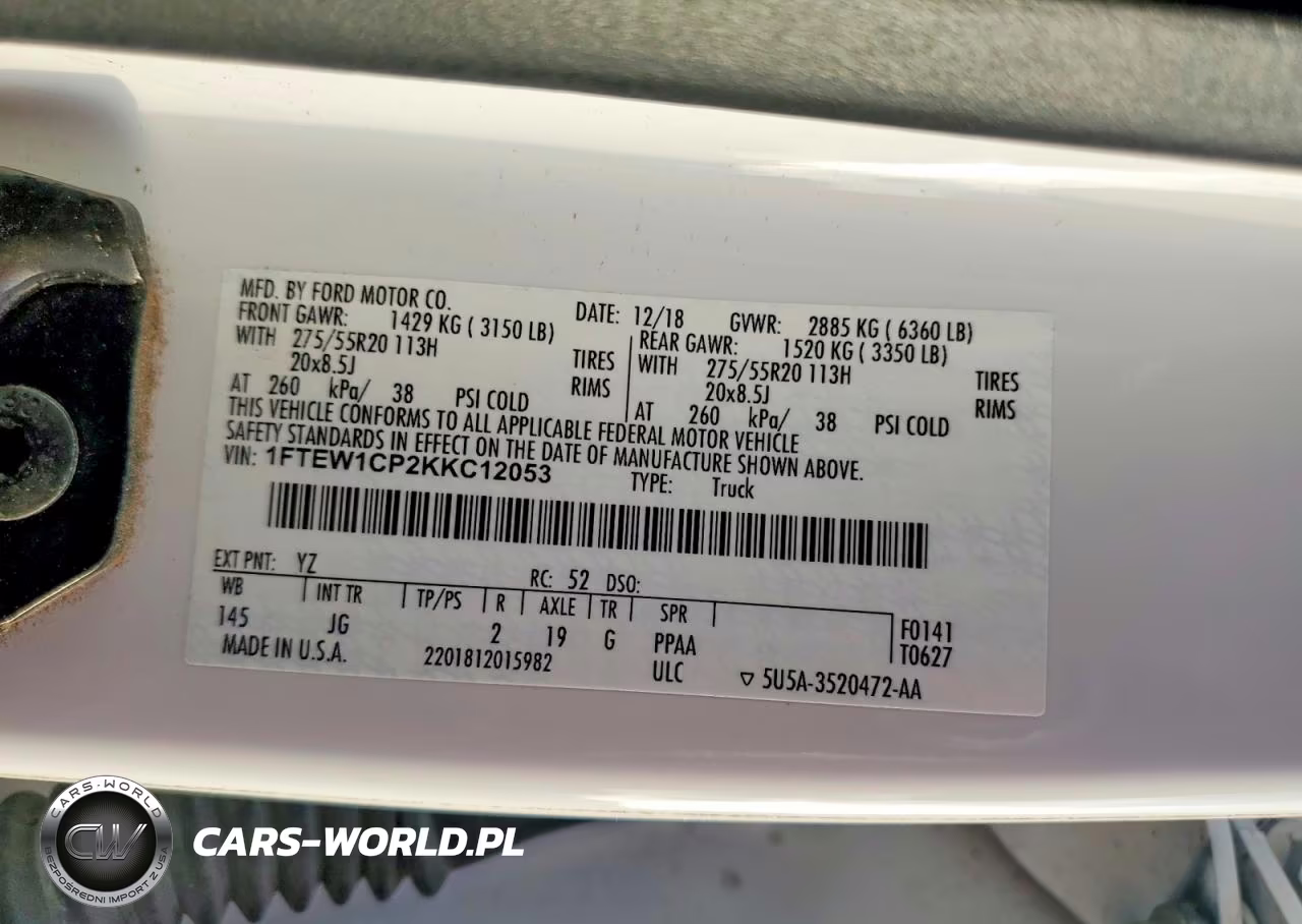 2019 Ford F150 Supercrew VIN:1FTEW1CP2KKC12053 - 13