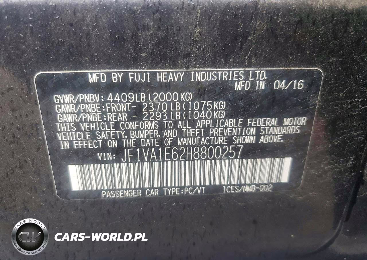 2017 Subaru Wrx Premium VIN:JF1VA1E62H8800257 - 12