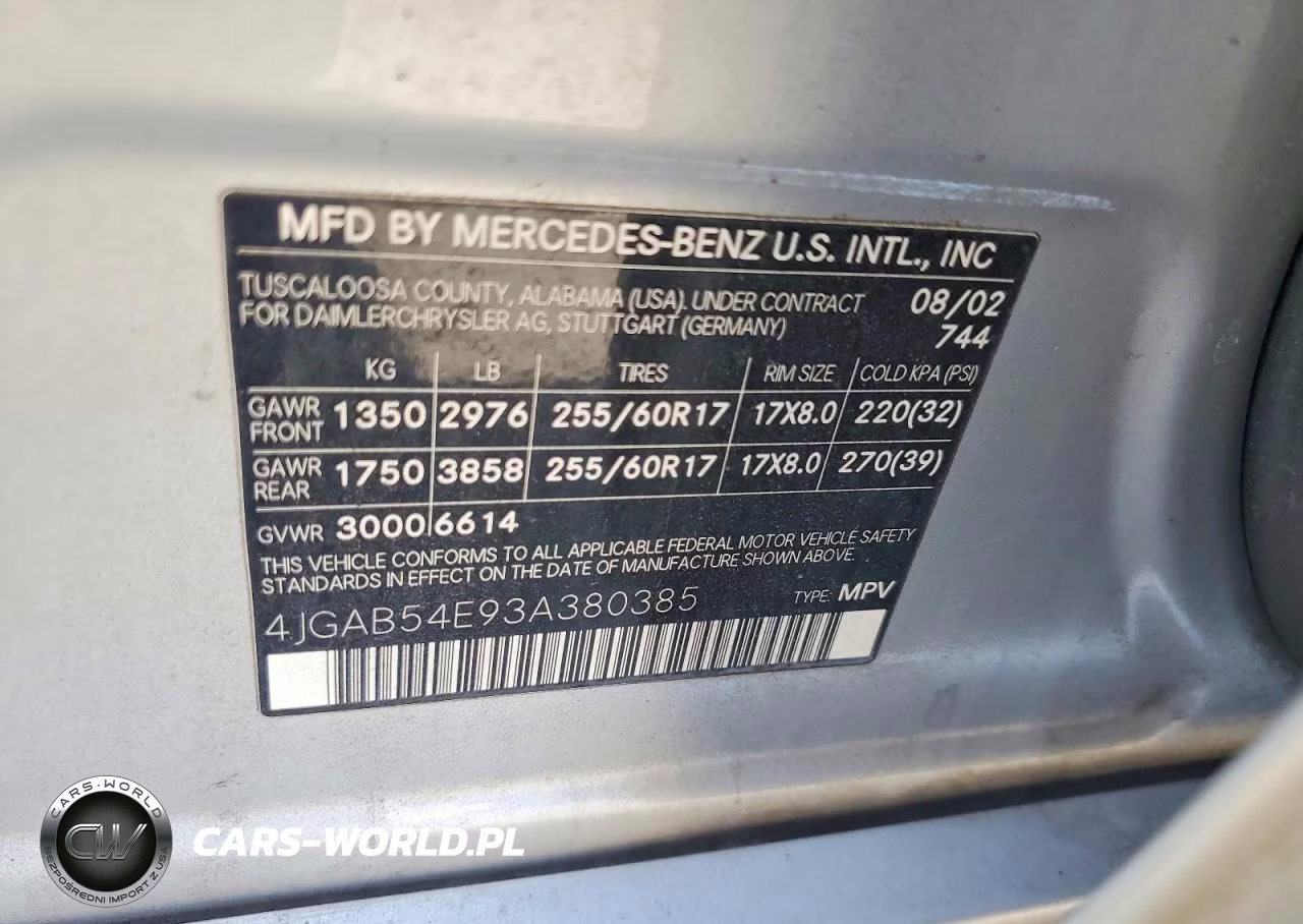 2003 Mercedes-Benz Ml 320 VIN:4JGAB54E93A380385 - 13