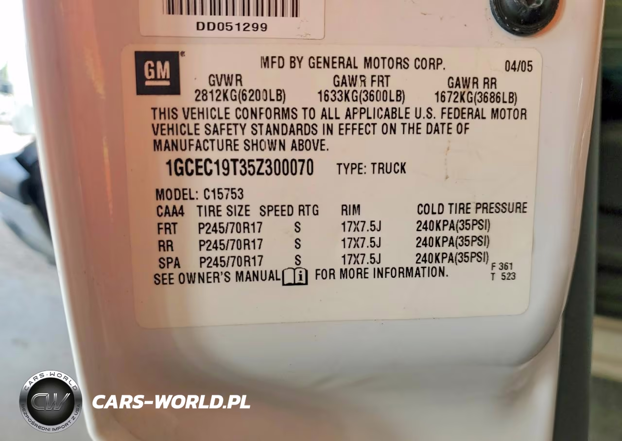 2005 Chevrolet Silverado C1500 VIN:1GCEC19T35Z300070 - 12