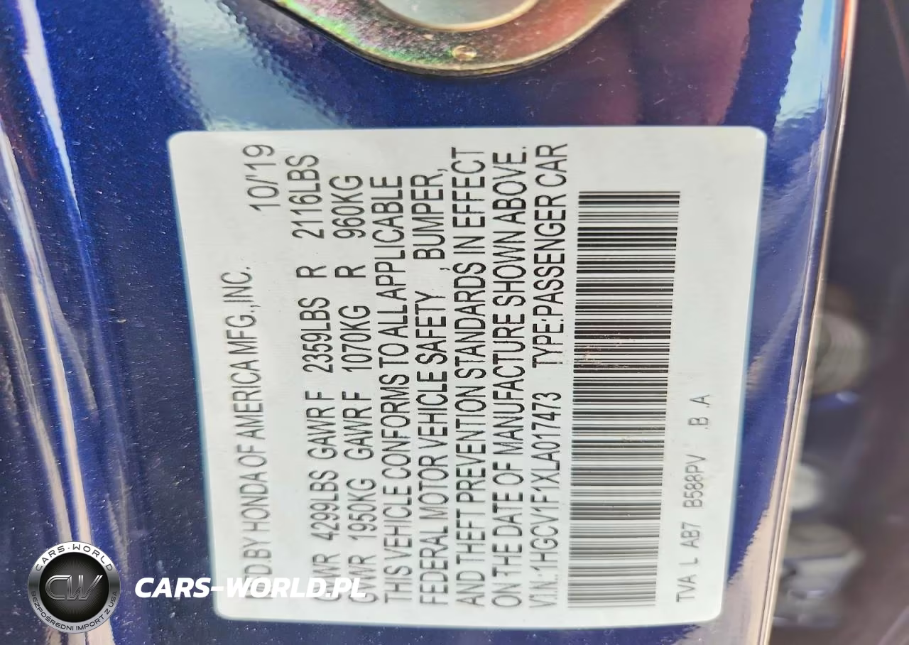 2020 Honda Accord Lx VIN:1HGCV1F1XLA017473 - 13