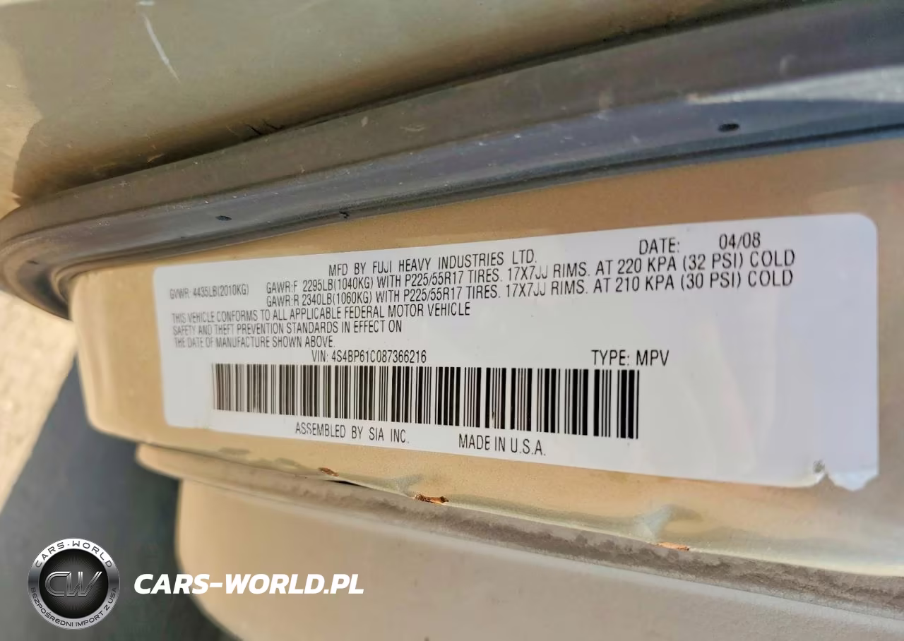 2008 Subaru Outback 2.5I VIN:4S4BP61C087366216 - 12