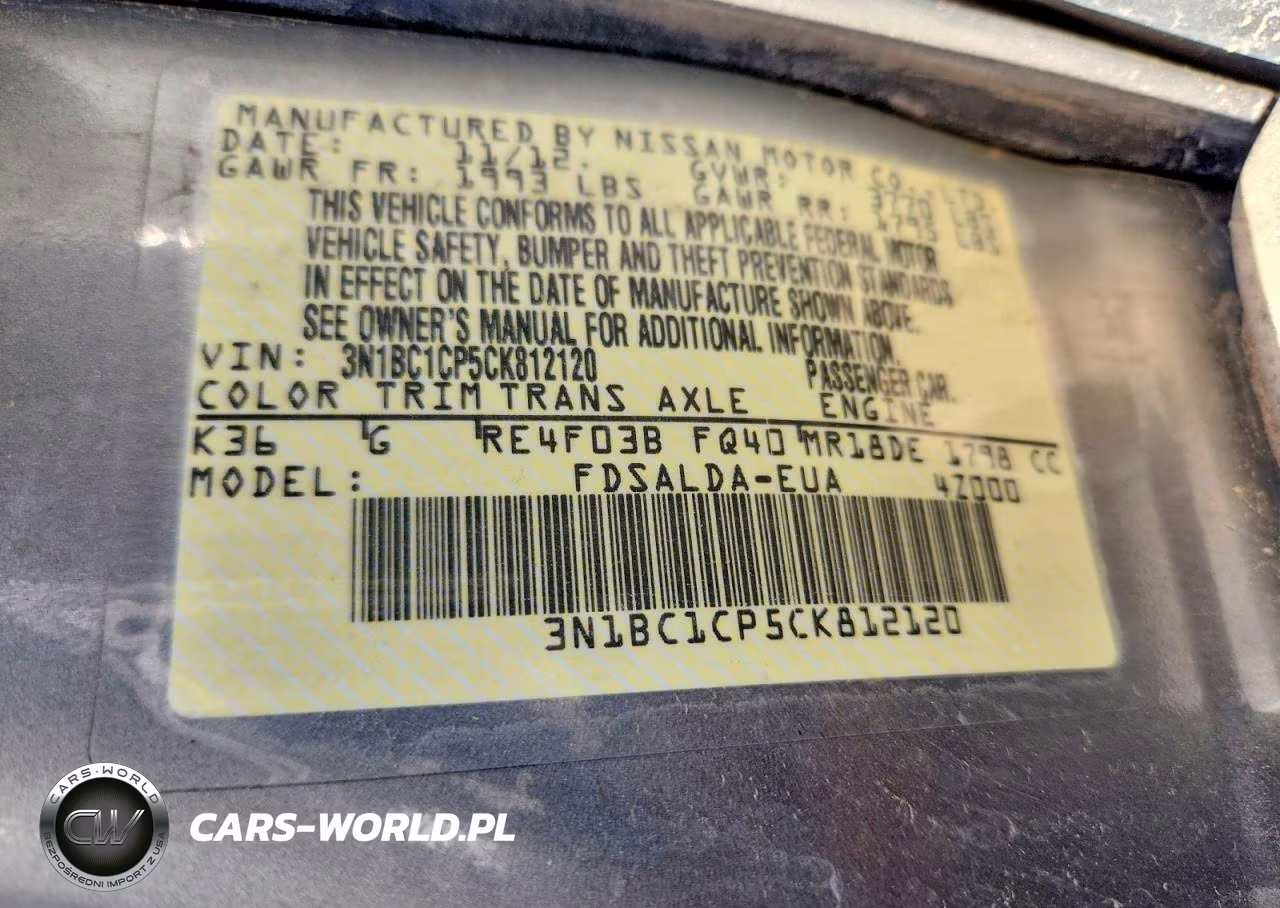 2012 Nissan Versa 1.8 S VIN:3N1BC1CP5CK812120 - 12