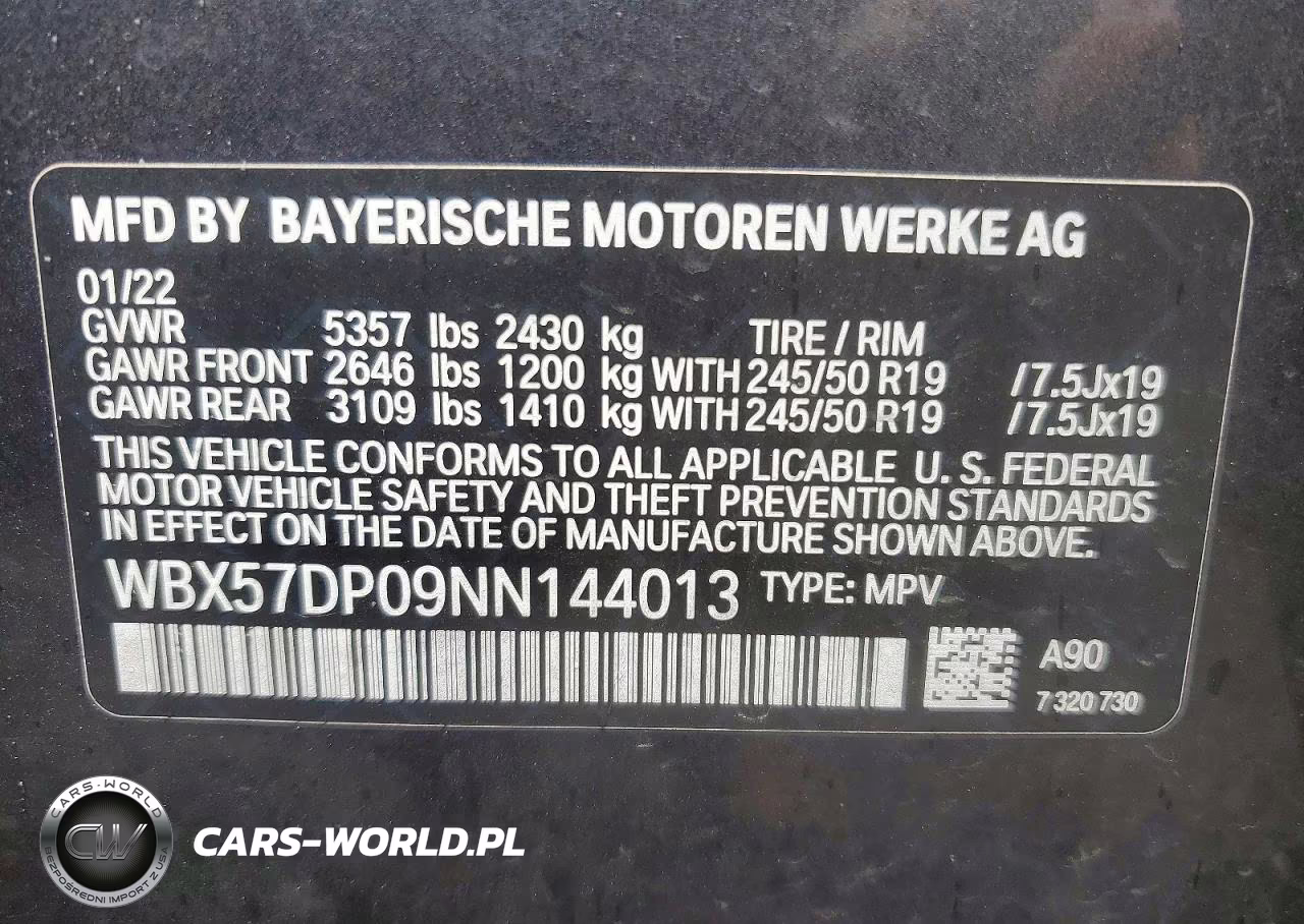 2022 BMW X3 xDrive30I VIN:WBX57DP09NN144013 - 12