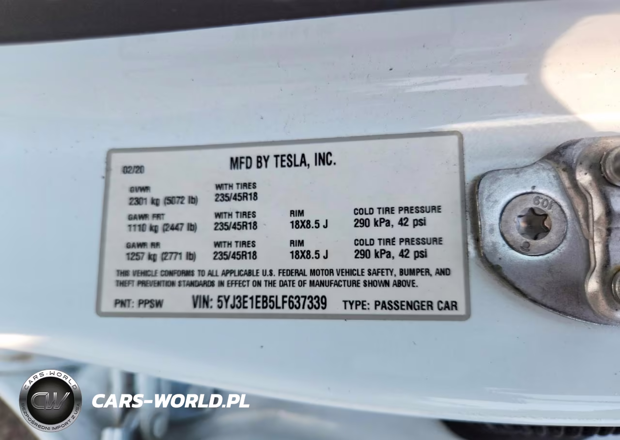 2020 Tesla Model 3 VIN:5YJ3E1EB5LF637339 - 12