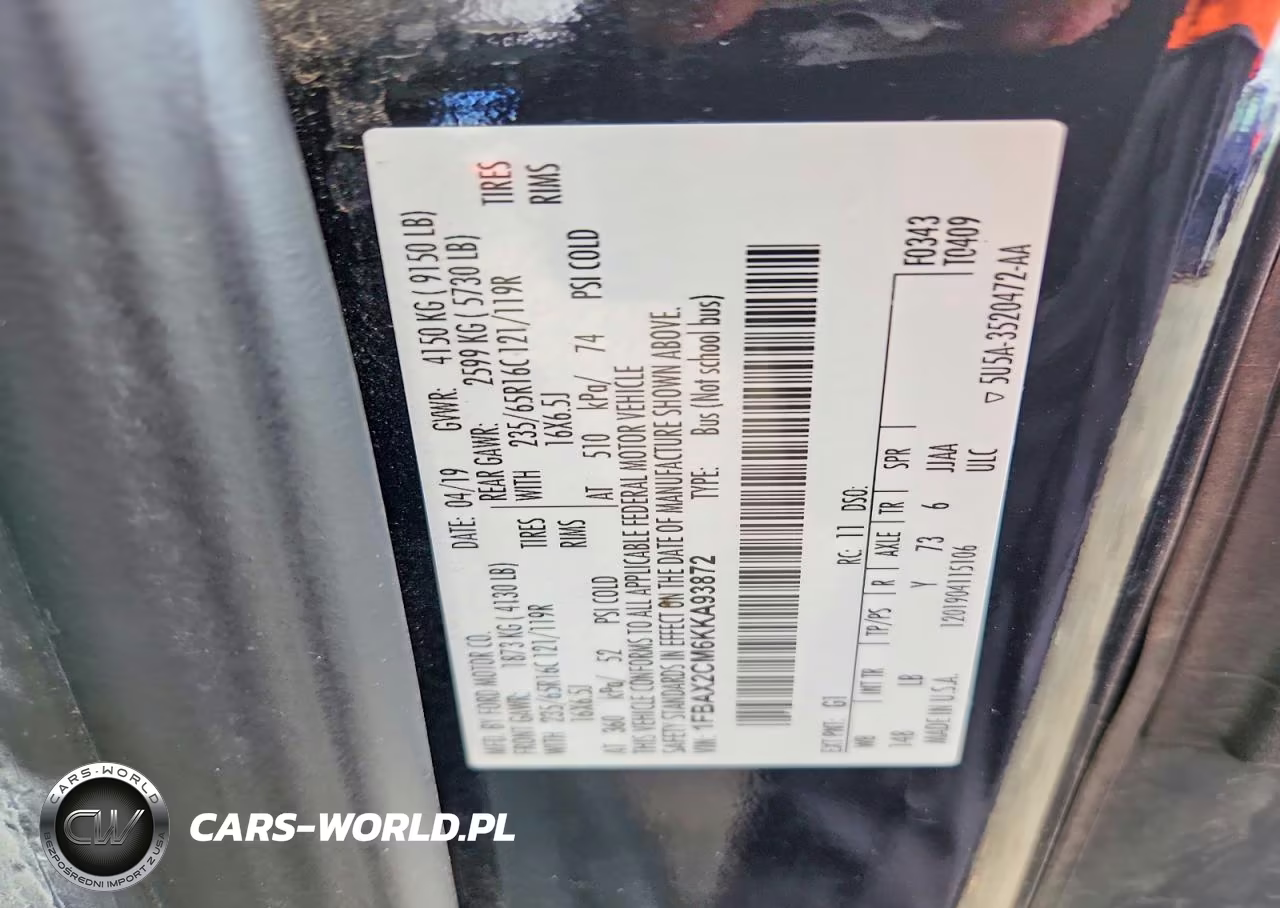 2019 Ford Transit T-350 VIN:1FBAX2CM6KKA93872 - 13