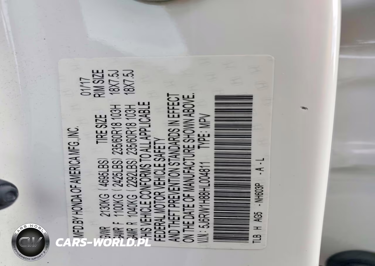 2017 Honda Cr-V Exl VIN:5J6RW1H88HL004811 - 14