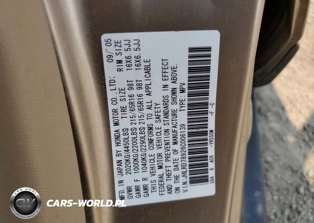 2006 Honda Cr-V Se VIN:JHLRD78926C006139 - 13