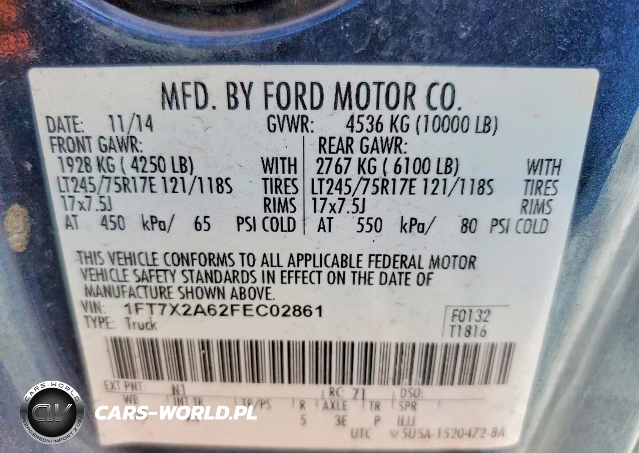 2015 Ford F250 Super Duty VIN:1FT7X2A62FEC02861 - 13