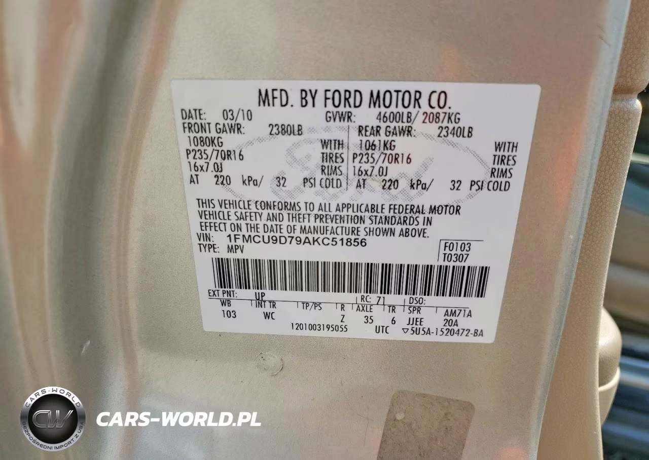 2010 Ford Escape Xlt VIN:1FMCU9D79AKC51856 - 12
