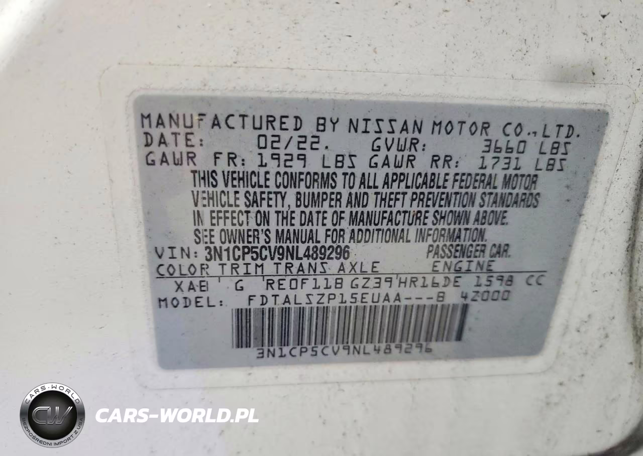 2022 Nissan Kicks Sv VIN:3N1CP5CV9NL489296 - 13