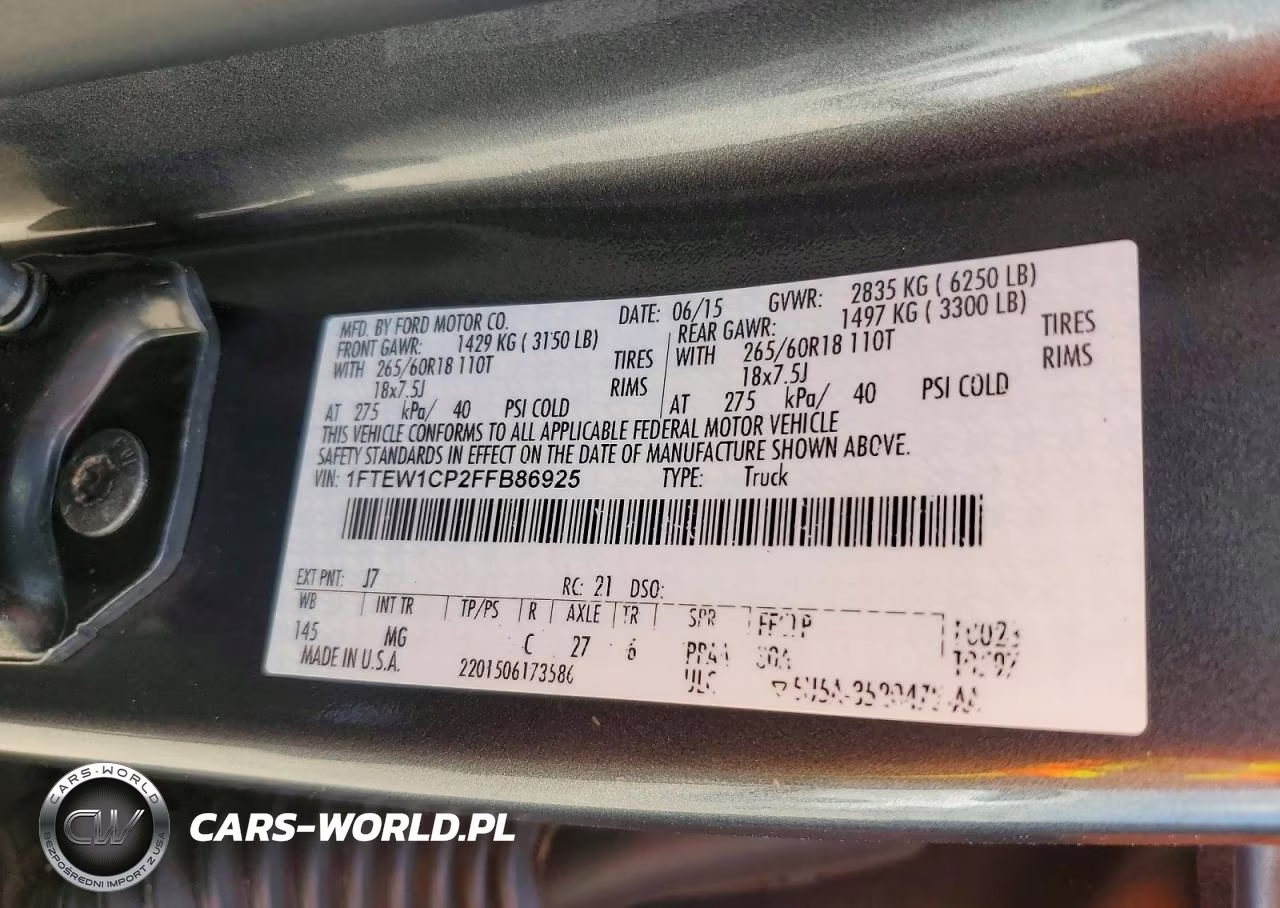 2015 Ford F150 Supercrew VIN:1FTEW1CP2FFB86925 - 12