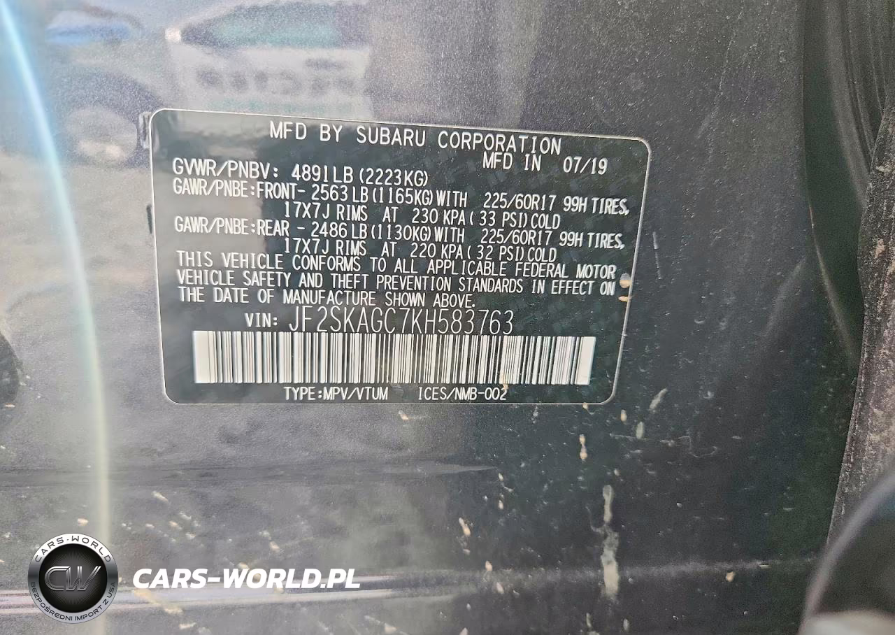 2019 Subaru Forester Premium VIN:JF2SKAGC7KH583763 - 13