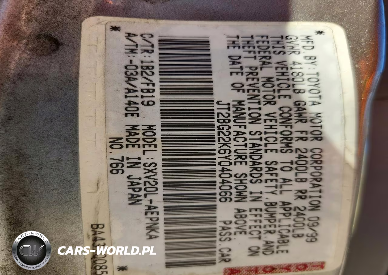 2000 Toyota Camry Le VIN:JT2BG22K6Y0404066 - 12