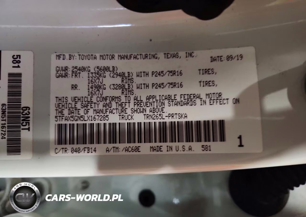 2020 Toyota Tacoma Sr VIN:5TFAX5GN5LX167285 - 12