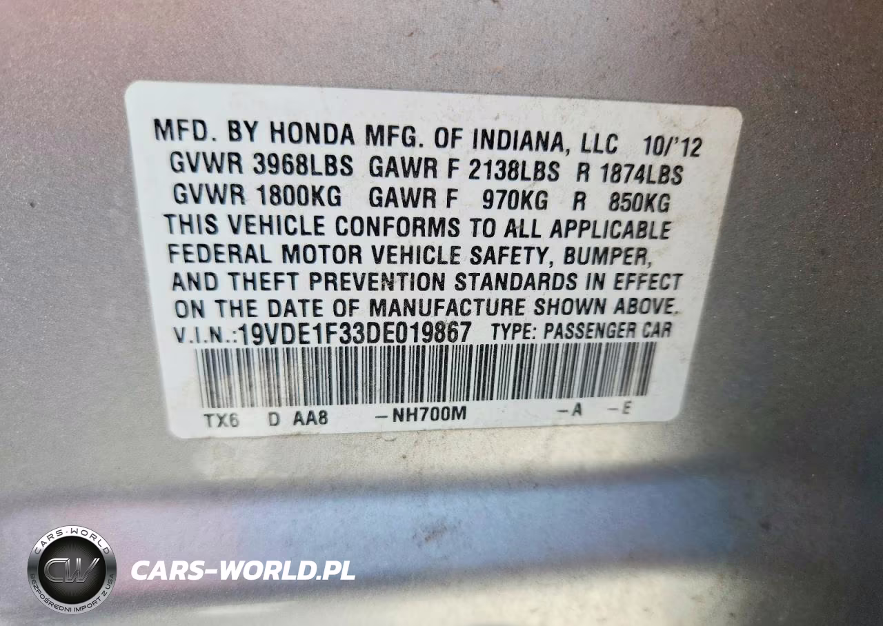 2013 Acura Ilx 20 VIN:19VDE1F33DE019867 - 12