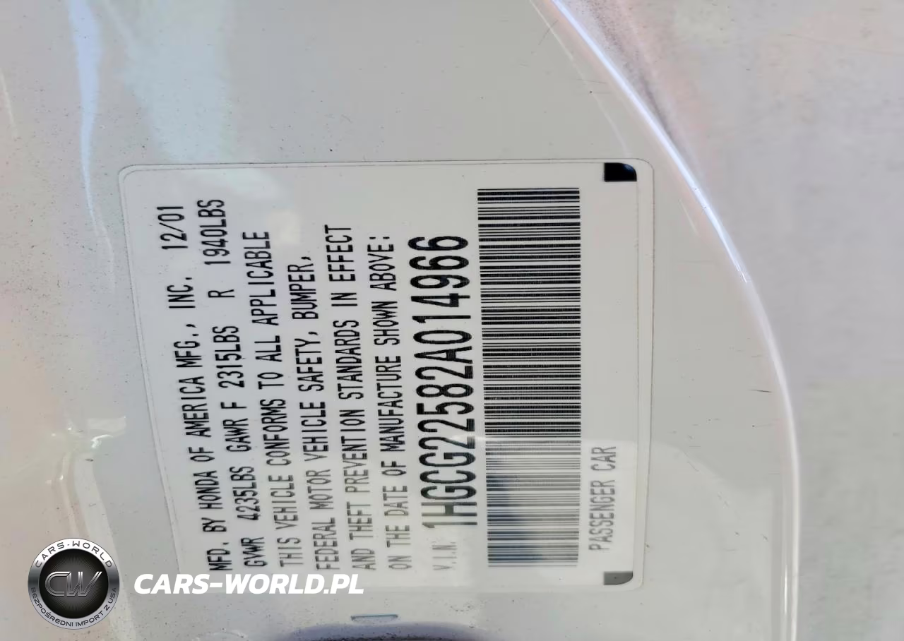 2002 Honda Accord Ex VIN:1HGCG22582A014966 - 13