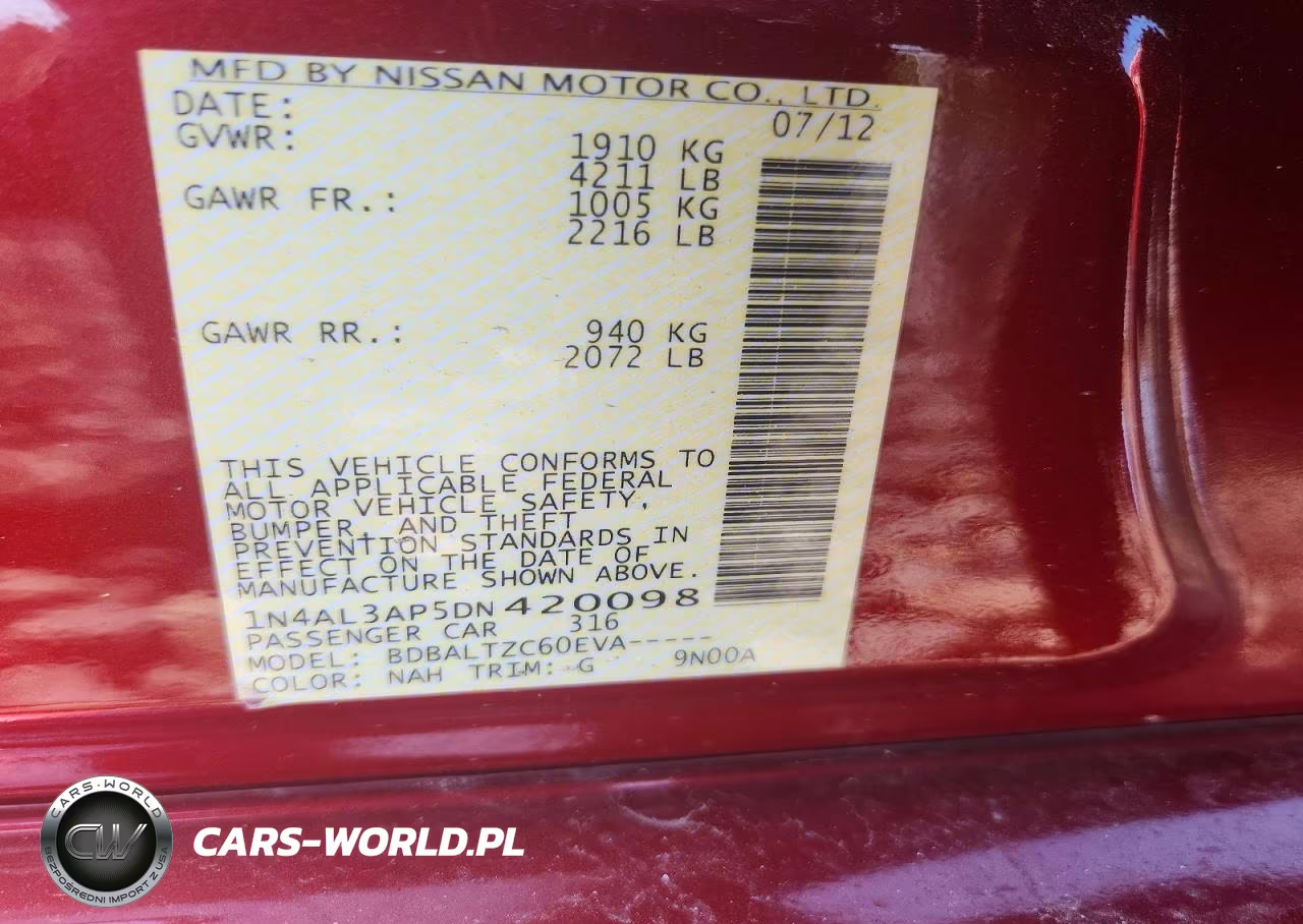 2013 Nissan Altima 2.5 VIN:1N4AL3AP5DN420098 - 12