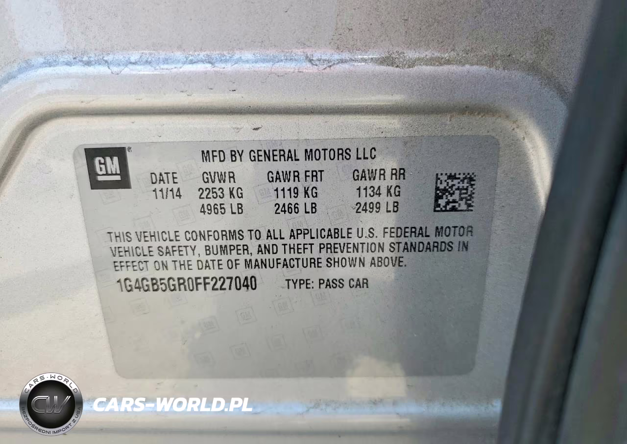 2015 Buick Lacrosse VIN:1G4GB5GR0FF227040 - 12