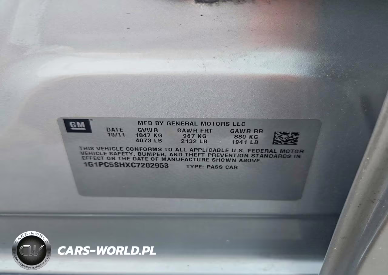 2012 Chevrolet Cruze Ls VIN:1G1PC5SHXC7202953 - 12