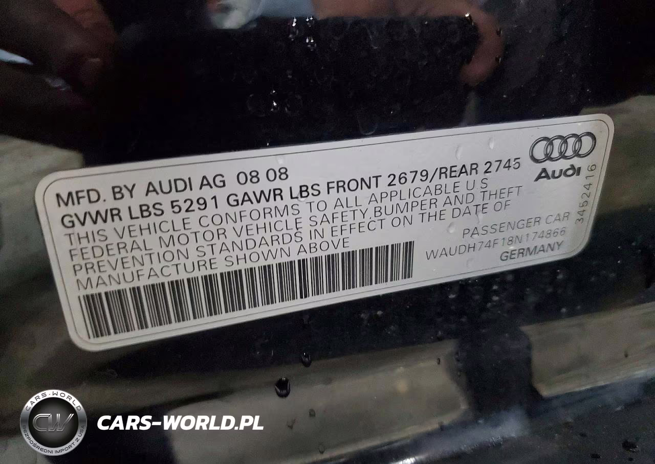 2008 Audi A6 3.2 Quattro VIN:WAUDH74F18N174866 - 12