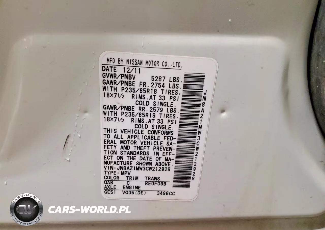 2012 Nissan Murano S VIN:JN8AZ1MW3CW212928 - 13