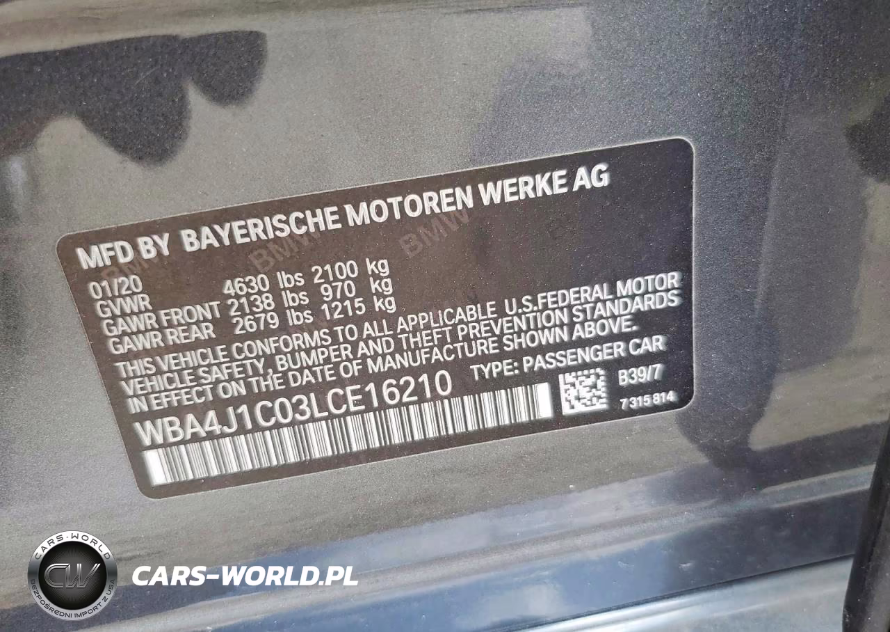 2020 BMW 430I Gran Coupe VIN:WBA4J1C03LCE16210 - 12