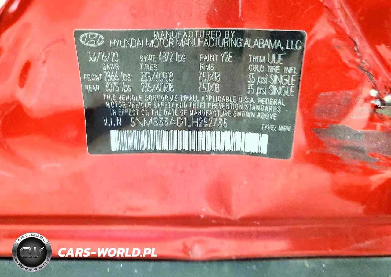 2020 Hyundai Santa Fe Sel VIN:5NMS33AD1LH252735 - 13