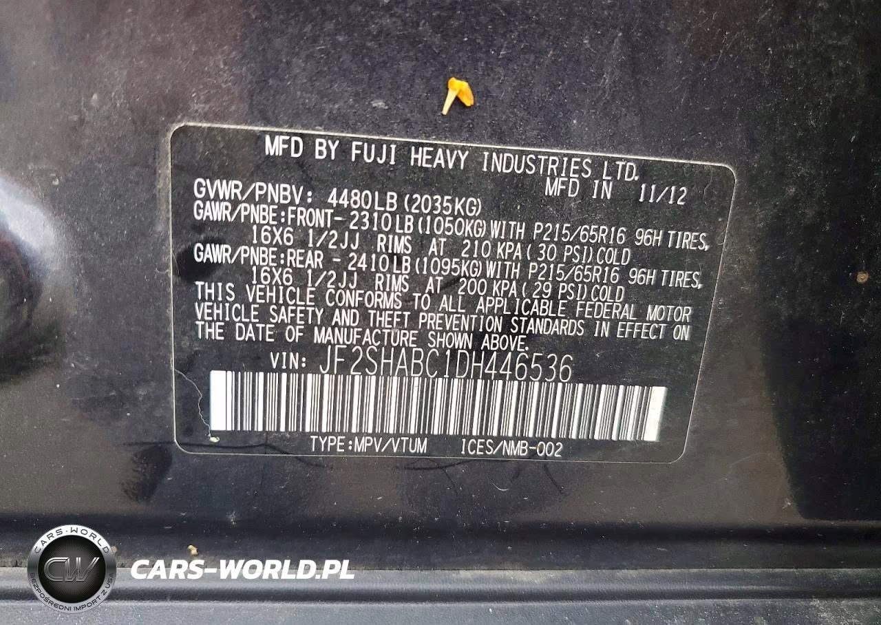 2013 Subaru Forester 2.5X VIN:JF2SHABC1DH446536 - 13